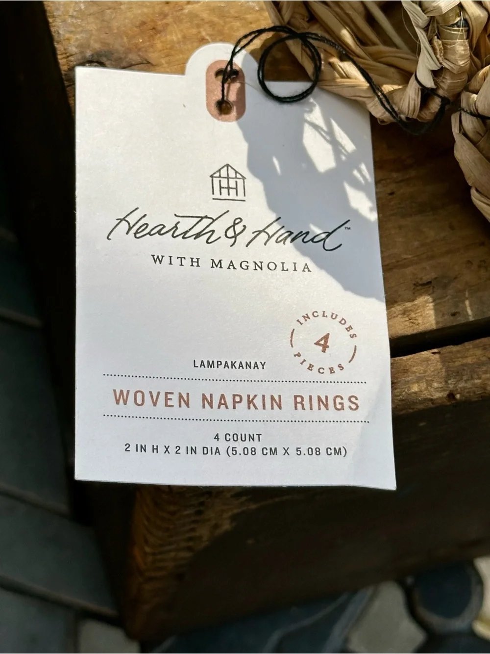 Hearth & Hand Magnolia Woven Rattan Napkin Rings Set of 8 NWT